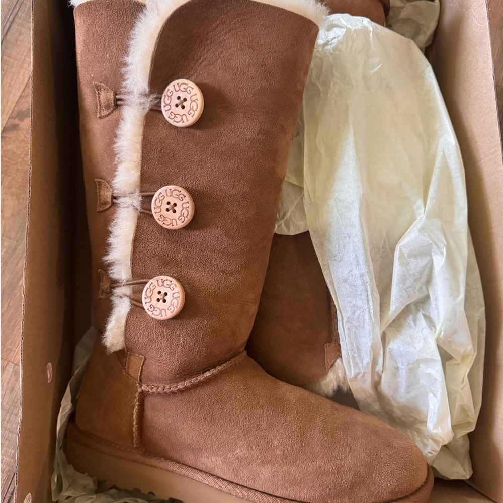 UGG Women's Tan Sheepskin Button Boots